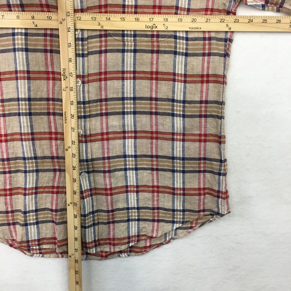 Brooks Brothers Regent Short Sleeve Plaid Irish Linen Button‎ Down Shirt Men L - Picture 7 of 7